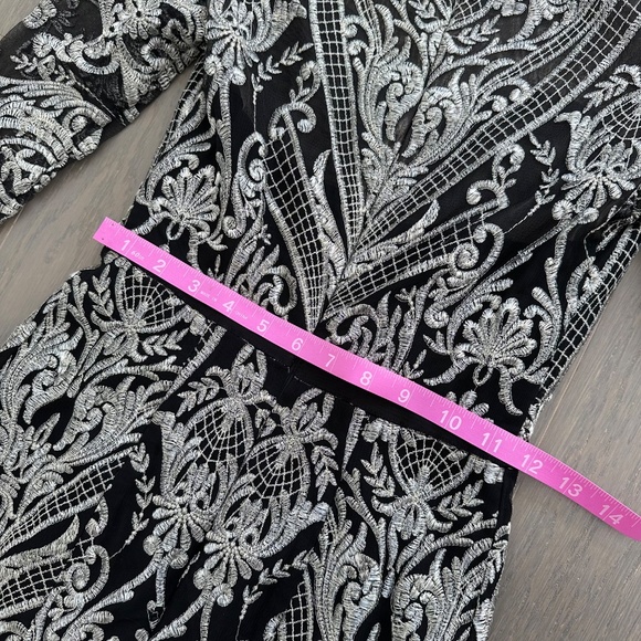 Marchesa Notte Moises Embroidered Gown Maxi Dress Gold Back Lace - Size 2 - Picture 10 of 14